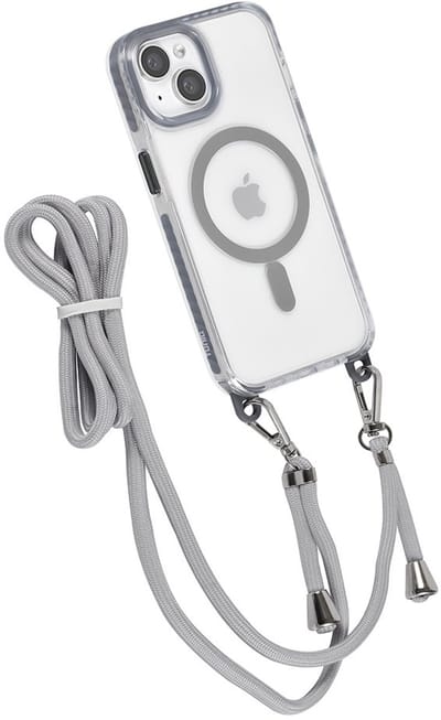 TUNIQ telefoonhoesje voor Apple iPhone 14 - MagSafe backcover met koord - Grijs