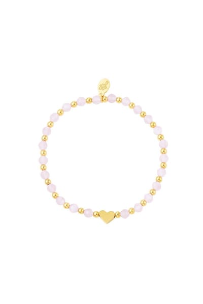 Bead bracelet with pearls Pink & Gold Color Stainless Steel