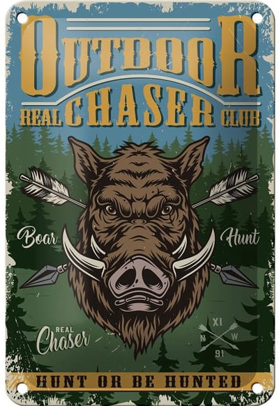 Blechschild Outdoor 12x18cm Jagd real chaser club
