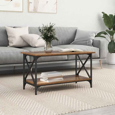 vidaXL - Salontafel - Oud - hout - 80 - x - 45 - x - 45.5 - cm - Bewerkt - hout