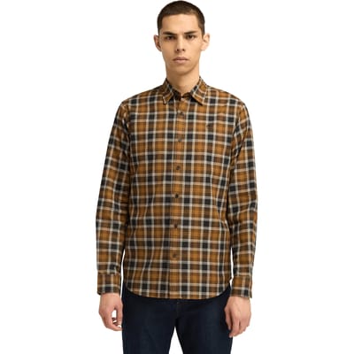 Timberland Herringbone Flannel Check Shirt Dark Wheat Boot Taglia: S | Maglie a manica lunga Outlet | Uomo | Marrone