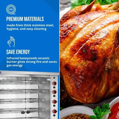 Royal Catering RCGCG-40 Serie - Gaskippengrill - 40 kW - 8 Spitsen - Roestvrij Staal