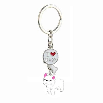 Allecto - Hondensleutelhanger - Schattige metalen sleutelhanger - Wit