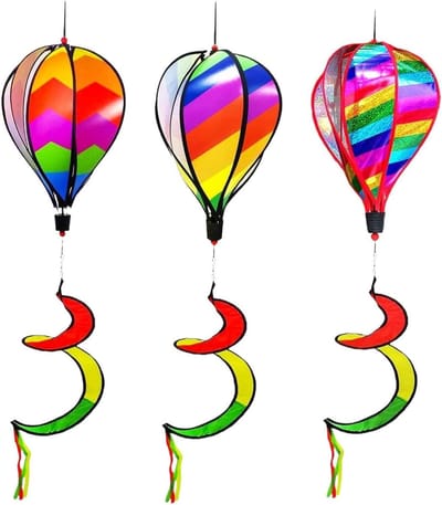 Windspinners 3-delig - Windmolen ornamenten - Tuin decoratie - Regenboog spiraal effect - 51 inch hoog - Regenboog