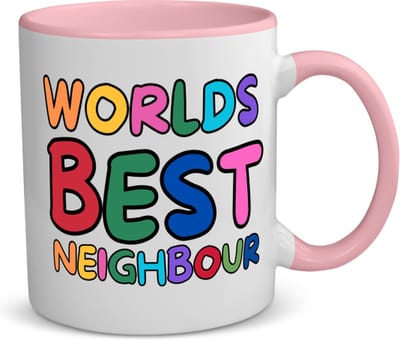 Akyol - world's best neighbour koffiemok - theemok - roze - Buurman - beste buurman - verjaardagscadeau - kado - gift - 350 ML inhoud