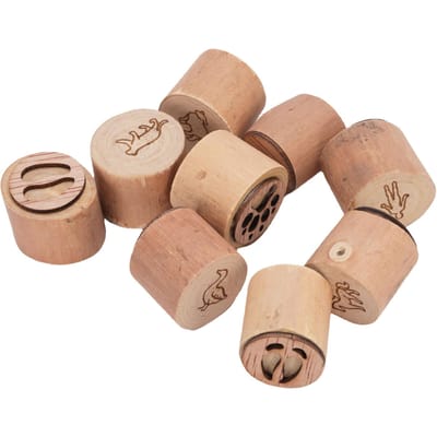 9 PCS Tampons à Motif Animalier Bois de Santal Multifonctionnels Animaux Décoratifs Tampons Imprimés pour Scrapbooking brown