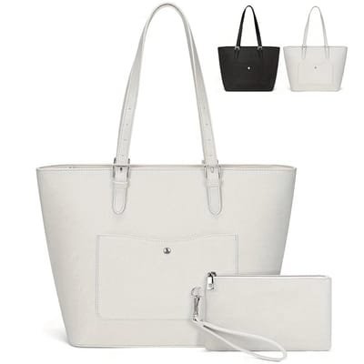 Livano Handtas Dames - Schoudertas - School - Shopper - Schooltas - Werktas - Wit