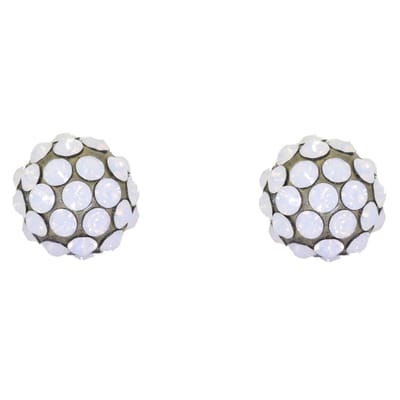 Behave – Oorstekers – White opal kristal – 1 cm – Vintage goudkleur