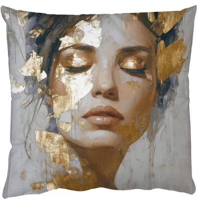 Sierkussens - Kussentjes Woonkamer - 50x50 cm - Sierlijk - Vrouw - Goud - Ogen