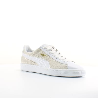 Puma Basket Krokodil Wit Leer Heren Veterschoenen 358872 01