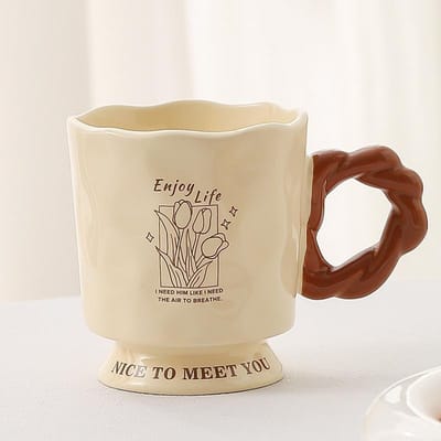 Creatief Wijnglas Melk Fufu Keramische Waterbeker High-End Mok Meisje Drinkwaterbeker Hoge Kwaliteit Koffiekop 400ml
