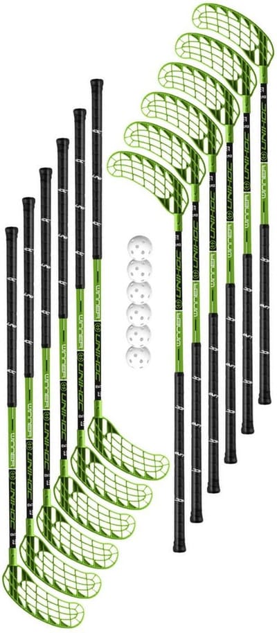 Floorball Set Unihoc Winner Flex 12 Sticks + 6 Ballen