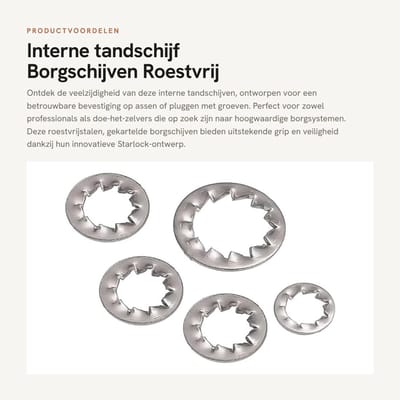 Dailygoods- Borgschijf Roestvrij Staal - Starlock Schijven - Borgringen Assortiment - Binnentand - Gekartelde Borgschijf M12 - 30 Stuks - Borgring