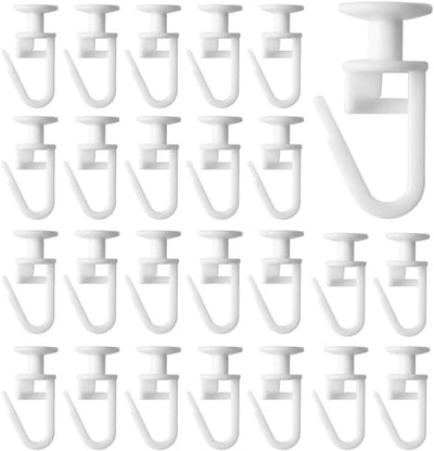 100 Stuks Witte Gordijnhaken, Plastic Gordijnglijders 11mm voor Gordijnrails, Buitenpergola's en Zonneschermen