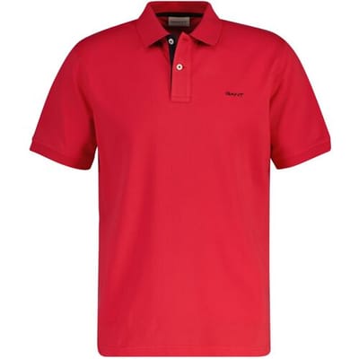 Gant Polo Contrast Piqué Short Sleeve Subtle Stretch Rose Red / male