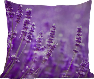 Tuinkussen - Lavendel - Close-up - Bloemen - Paars - 40x40 cm - Weerbestendig