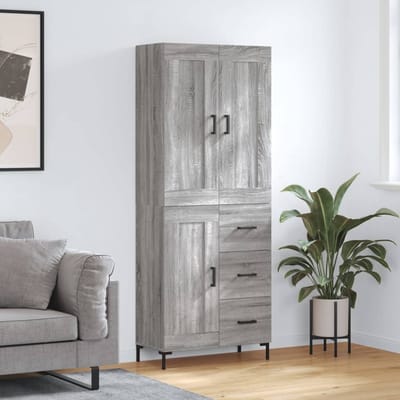 vidaXL - Hoge - kast - 69,5x34x180 - cm - bewerkt - hout - grijs - sonoma - eikenkleurig