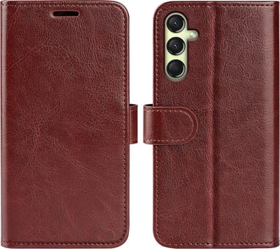 MobyDefend Hoesje - Geschikt voor Samsung Galaxy A16 - Wallet Book Case (Sluiting Achterkant) - Bruin