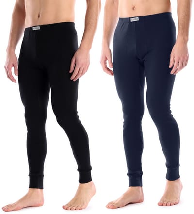 Ladeheid Heren Thermobroek 2 Pack Set - Sport - Thermoactieve - Lang - Katoen – Zwart/Marineblauw – L - LA-LA40-247-UW-2B