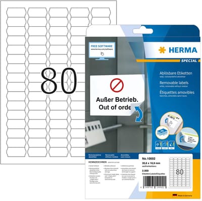 Verwijderbare prijsetiketten A4, 35,6 x 16,9 mm, wit