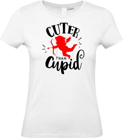 Dames t-shirt Cuter Than Cupid | Valentijn cadeautje voor haar | Valentijn | Valentijnsdag voor vrouwen | Wit Dames | maat XS