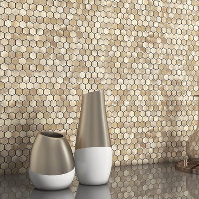 Dailygoods- Mozaïektegels Zeshoekig - Zelfklevende Wandtegels - Tegelstickers Keuken - Plaktegels Badkamer - Waterdichte Tegelstickers - 10 Vellen Goud