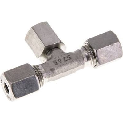 6S RVS T-stuk Snijringkoppeling Draaidoorvoer 630bar FKM Verstelbaar ISO 8434-1