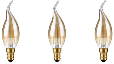SPL E14 LED Lamp 2W Dimbaar - CRI 93 - Goud - Extra Warm Wit - 2200K - LED Filament Kaars Vlam C35 - Vervangt 15W - 3 Stuks