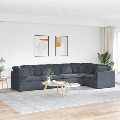 vidaXL - Modulaire - bank - met - kussens - fluweel - donkergrijs
