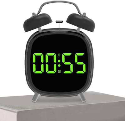Digitale Wekker - Luide Alarmklok - Zacht Ontwaken - Dubbel Bel Alarm - 63 cm Breed - Zwart