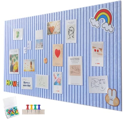 Prikbord, zelfklevend, decoratief prikbord van vilt, 0,9 cm dik, opvouwbaar fotobord, memoborden, bulletin board, wanddecoratie voor kantoor, keuken,lichtblauw