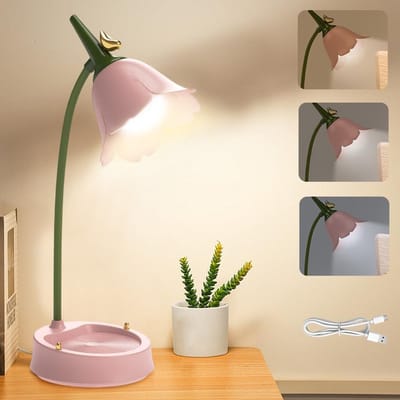 Schreibtischlampe voor Kinderen - Dimbare Bureaulamp voor Meisjes - USB met 3 Kleurtemperaturen & Flexibele Arm - Touch Bediening voor Lezen - 1 Stuk