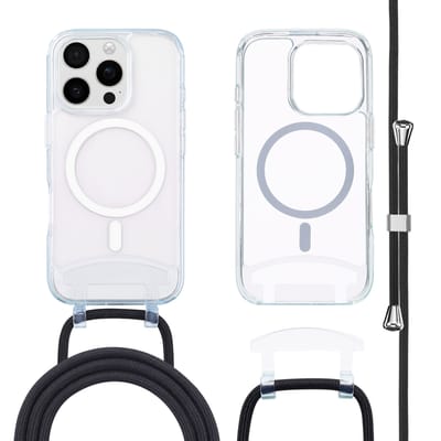 imoshion Hoesje - Geschikt voor iPhone 16 Pro Max - geschikt voor MagSafe Backcover met afneembaar koord - Transparant