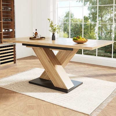 STILVORA Eettafel - Uitschuifbare Telescoop Tafel Voor Keuken En Woonkamer - MDF In Natuurlijke Houtkleur - 119-158,5x80x75 Cm