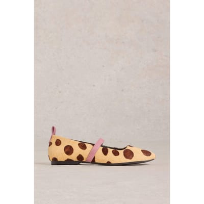 White Stuff Minnie Strap Leather Ballerina Natural Print Maat: 3 | Ballerina's Outlet | Dames | Beige