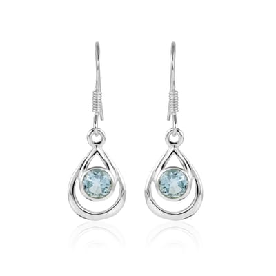 SilverGems Zilveren oorhangers met Blauwe Topaas edelstenen
