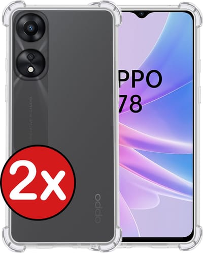 Hoesje - 2 Stuks - Geschikt voor OPPO A78 5G - Sterk & Shockproof - Back Cover - Siliconen Case - Telefoon Hoes Shock Proof - Telefoonhoes - Transparant