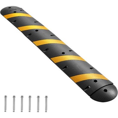 VEVOR 183 Cm Kabelbrug, 2-Kanaals, Rubberen Oprijbeveiliging, Draagvermogen 9979 Kg, Vloerafdekkingen, Struikelbeveiligingshelling met Expansieschroeven, voor Asfalt, Beton En Grindopritten, 1 Stuk