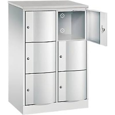 C+P Resisto lockerkast, 2 vakken, 6 vakken, B 772 x D 540 x H 1255 mm, lichtgrijs/lichtblauw