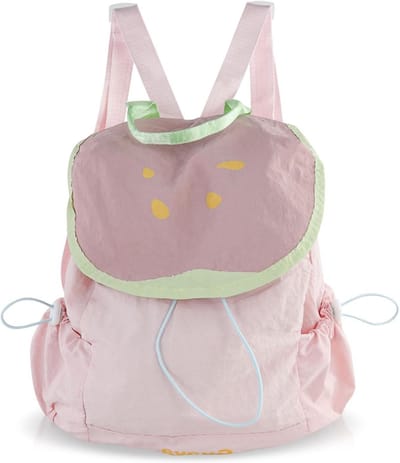 Kleine Rugtas met Fruitpatroon, Verstelbare Schouderbanden en Magneetsluiting, Ideaal voor Vrouwen tijdens Reizen en Winkelen, Roze, Casual, Compact en Lichtgewicht