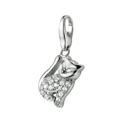 Giorgio Martello gerhodineerd 925/000 zilver bedel / charm kat / poes met zirkonia's