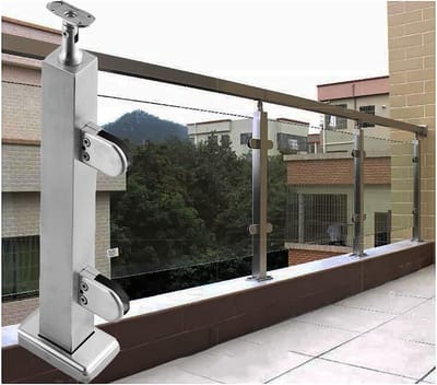 RVS Reling Systeem - Glazen Balustrade - Veilig Afschermen - Draaibare Connector - 105cm Hoog - Zilver