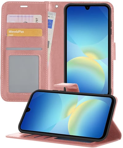 Hoesje - Geschikt voor Samsung Galaxy A26 - Luxe Bookcase - Walletcase Hoes - Portemonnee - Cover - Telefoonhoes - Rosé goud