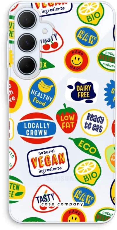 Case Company® - Hoesje geschikt voor Samsung Galaxy A35 hoesje - Fruitsticker - Soft Cover Telefoonhoesje - Bescherming aan alle Kanten en Schermrand