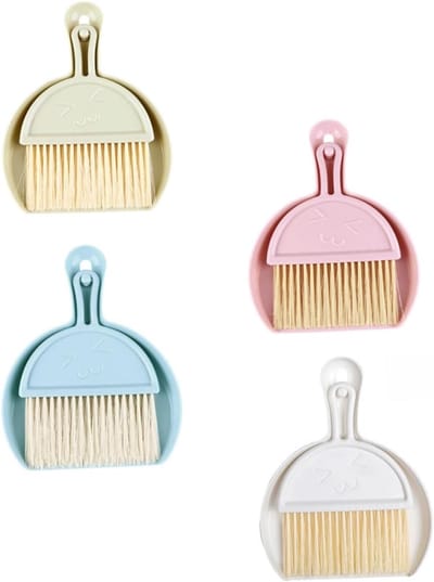Mini Bezem Stofblik Set - Garde Bezem Combinatie - Bureau Schoonmaken - Compact En Draagbaar - 21x16x2 cm - Diverse Kleuren