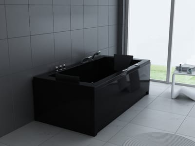 Whirlpool massagebad - 2 persoons - 183x90cm - Met heater - Half vrijstaand - Zwart