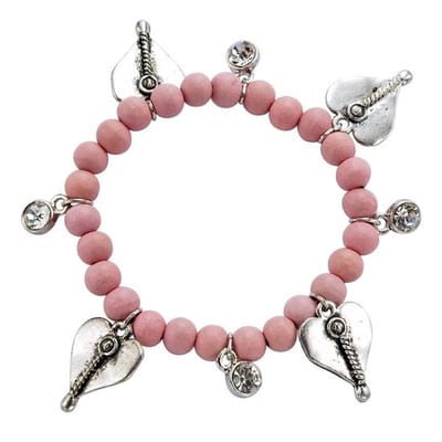 Behave - Armband dames - Roze kralen hartbedels - Romantische stijl
