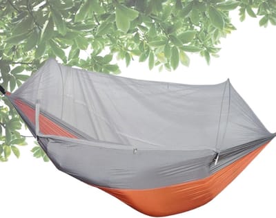 Camping Hangmat - Outdoor Slaaphangmat - Rusten Buiten - Ingebouwd Muggennet - 260x140 cm - Oranje