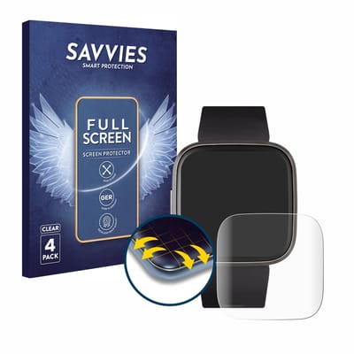 Savvies - Screenprotector voor Fitbit Versa 2 - Folie Beschermfolie transparant volledig dekking 4 Stuks