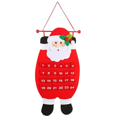 Vilten Kerst Adventskalender Muurhanger Kerstman Vilten Adventskalender 24 Dagen Aftelkalender white